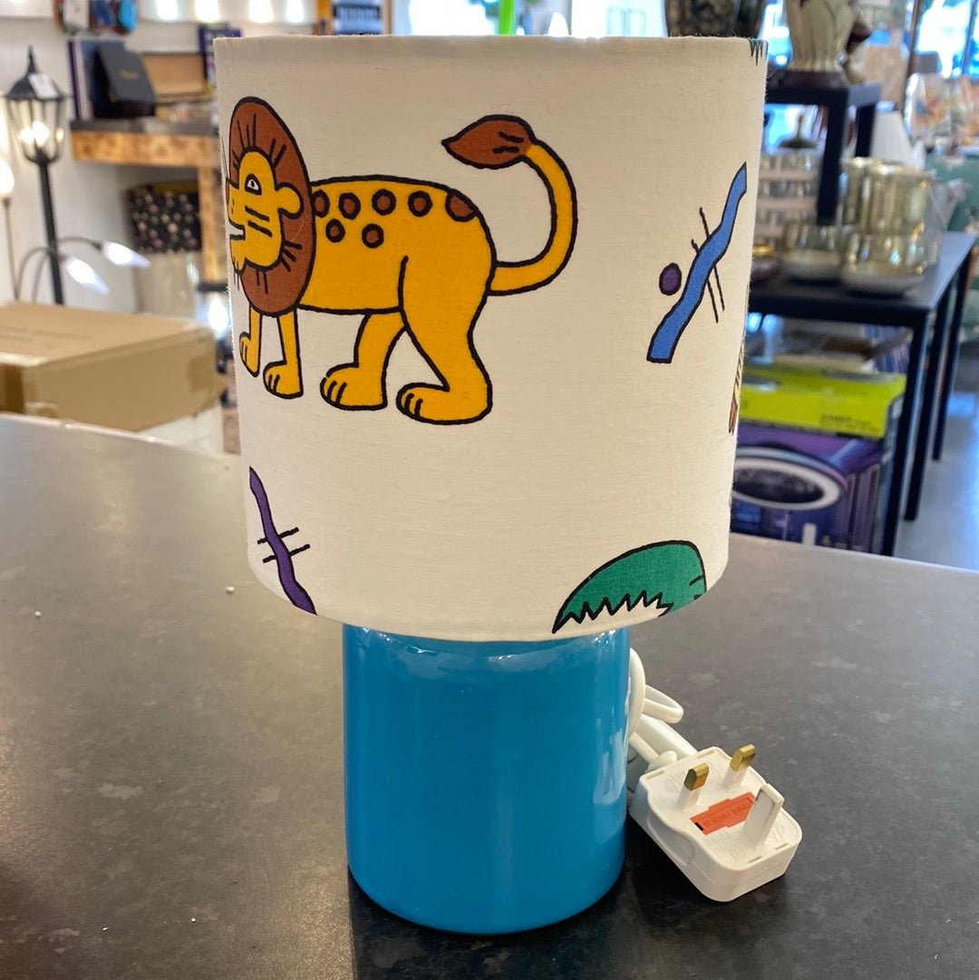 Luminosity Designs - Vintage Table Lamp with Hand Crafted Drum Table Lampshade - Retro Zoo - Luminosity Designs Ltd