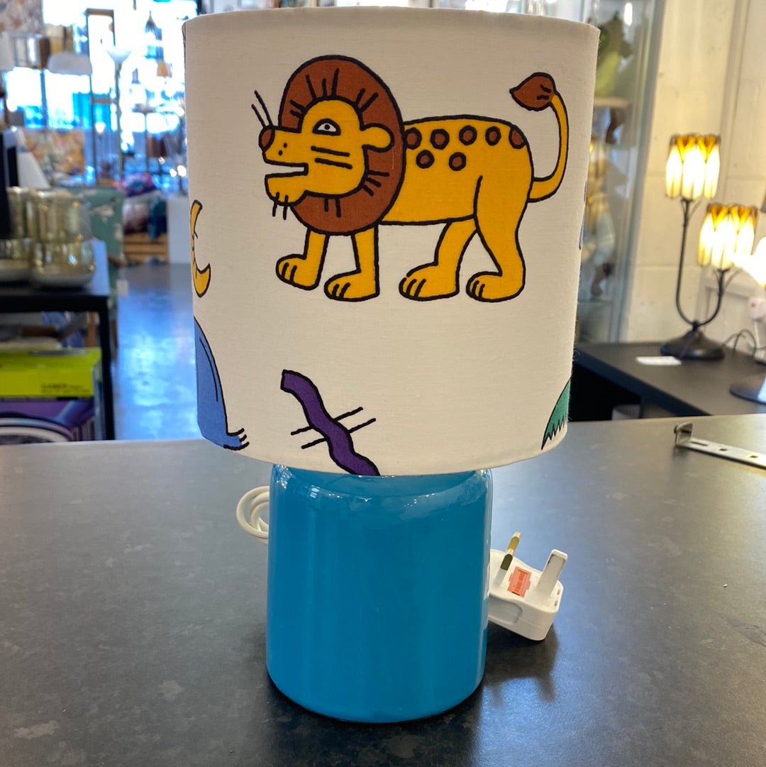 Luminosity Designs - Vintage Table Lamp with Hand Crafted Drum Table Lampshade - Retro Zoo - Luminosity Designs Ltd