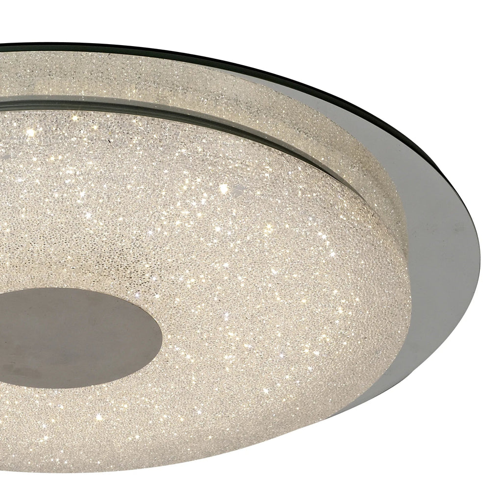 Mantra Fusion - Virgin Sparkle Flush Ceiling Light, 18W LED, 2700 - 6500K Tuneable, 1680lm, With Remote Control (Mantra M5929) - Luminosity Designs Ltd