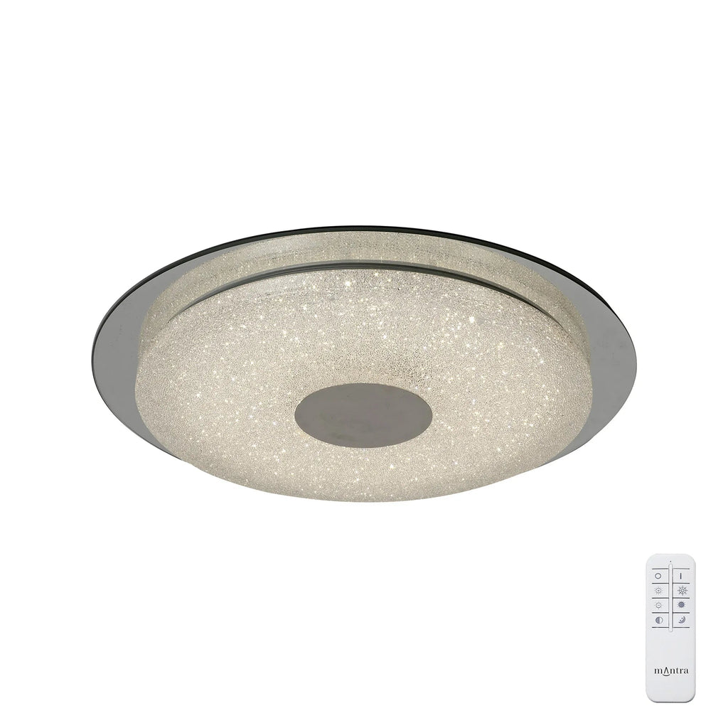 Mantra Fusion - Virgin Sparkle Flush Ceiling Light, 18W LED, 2700 - 6500K Tuneable, 1680lm, With Remote Control (Mantra M5929) - Luminosity Designs Ltd