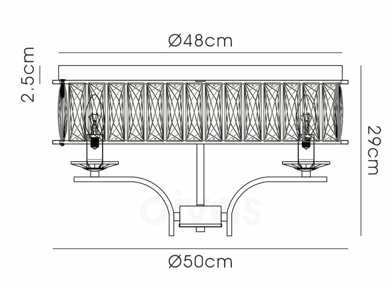 Diyas - Vivienne 4 Light Crystal Semi Flush - Luminosity Designs Ltd