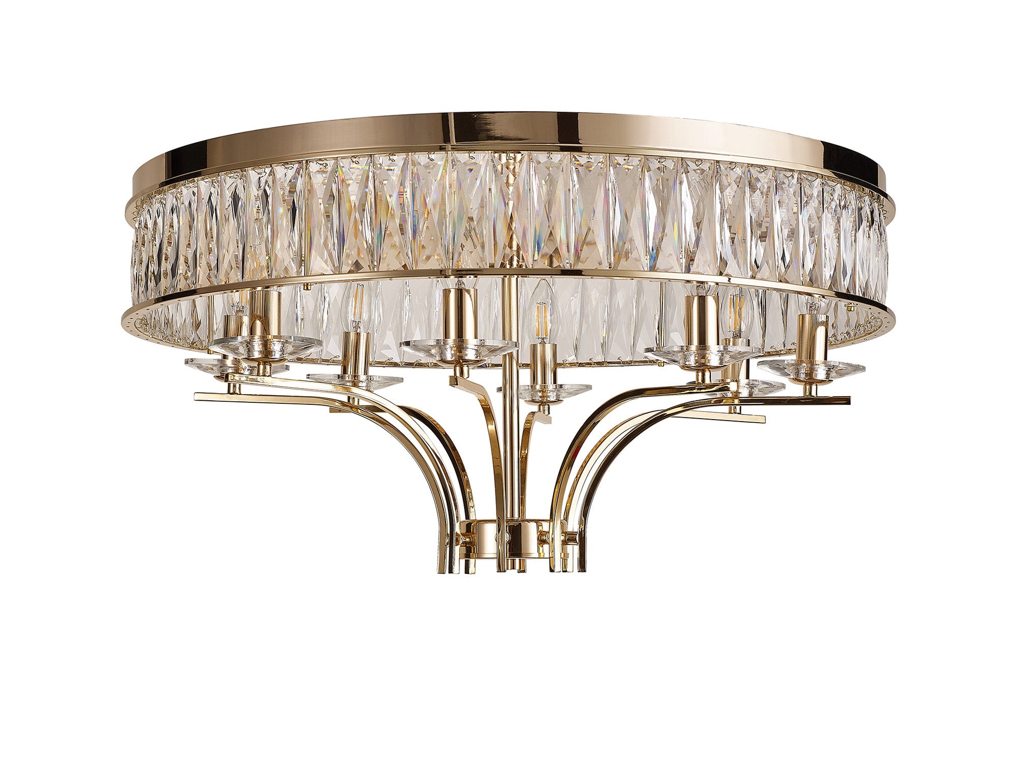 Diyas - Vivienne 8 Light Crystal Semi Flush - Luminosity Designs Ltd