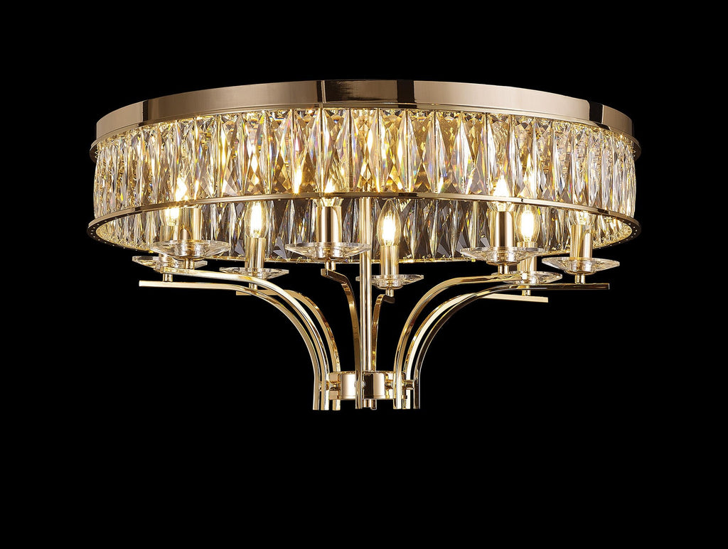 Diyas - Vivienne 8 Light Crystal Semi Flush - Luminosity Designs Ltd