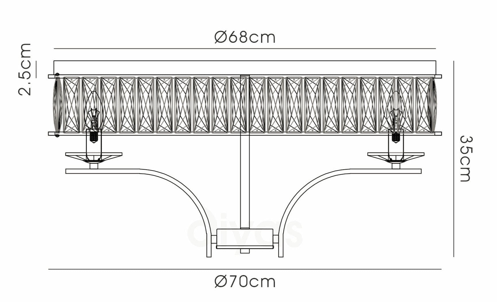 Diyas - Vivienne 8 Light Crystal Semi Flush - Luminosity Designs Ltd