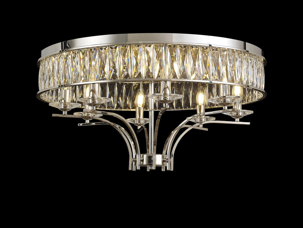 Diyas - Vivienne 8 Light Crystal Semi Flush - Luminosity Designs Ltd