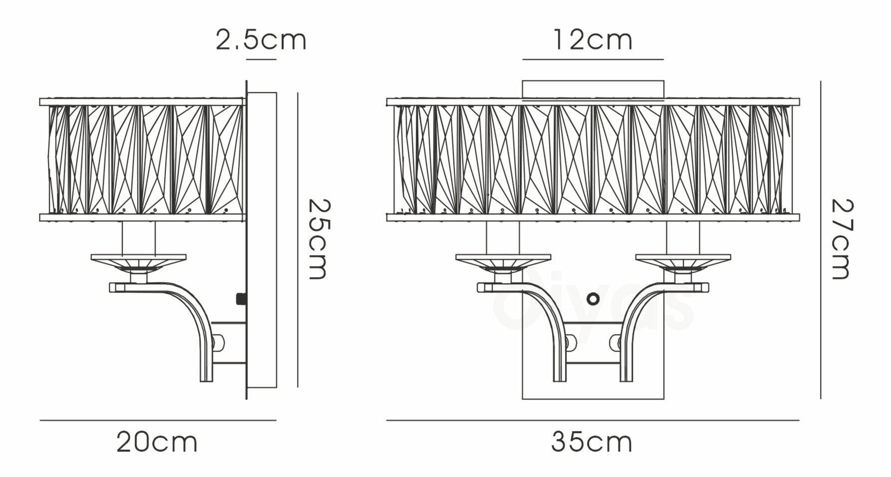Diyas - Vivienne Large Wall Light - Luminosity Designs Ltd