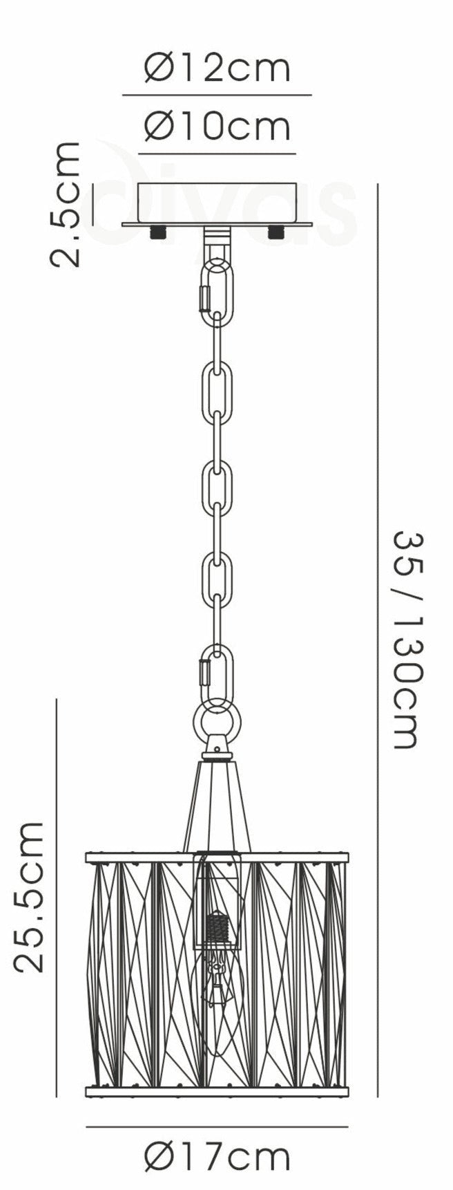Diyas - Vivienne Single Crystal Pendant - Luminosity Designs Ltd