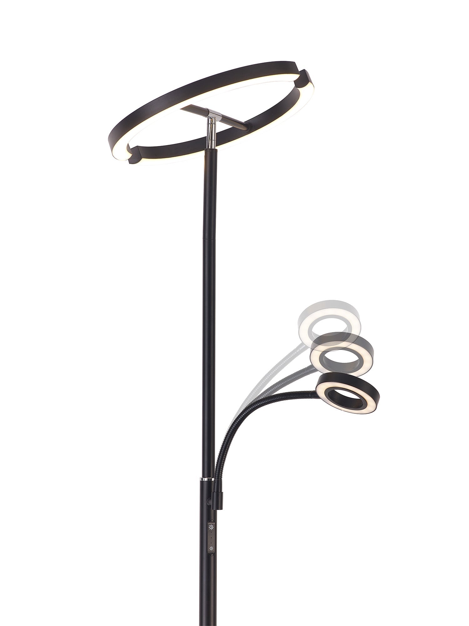 Luminosity Designs Ltd - Wave 2 Light Mother and Child Floor Lamp, 20+5W LED, 3000 - 6000K Touch Dimmable/Remote Control, 2300lm - Luminosity Designs Ltd