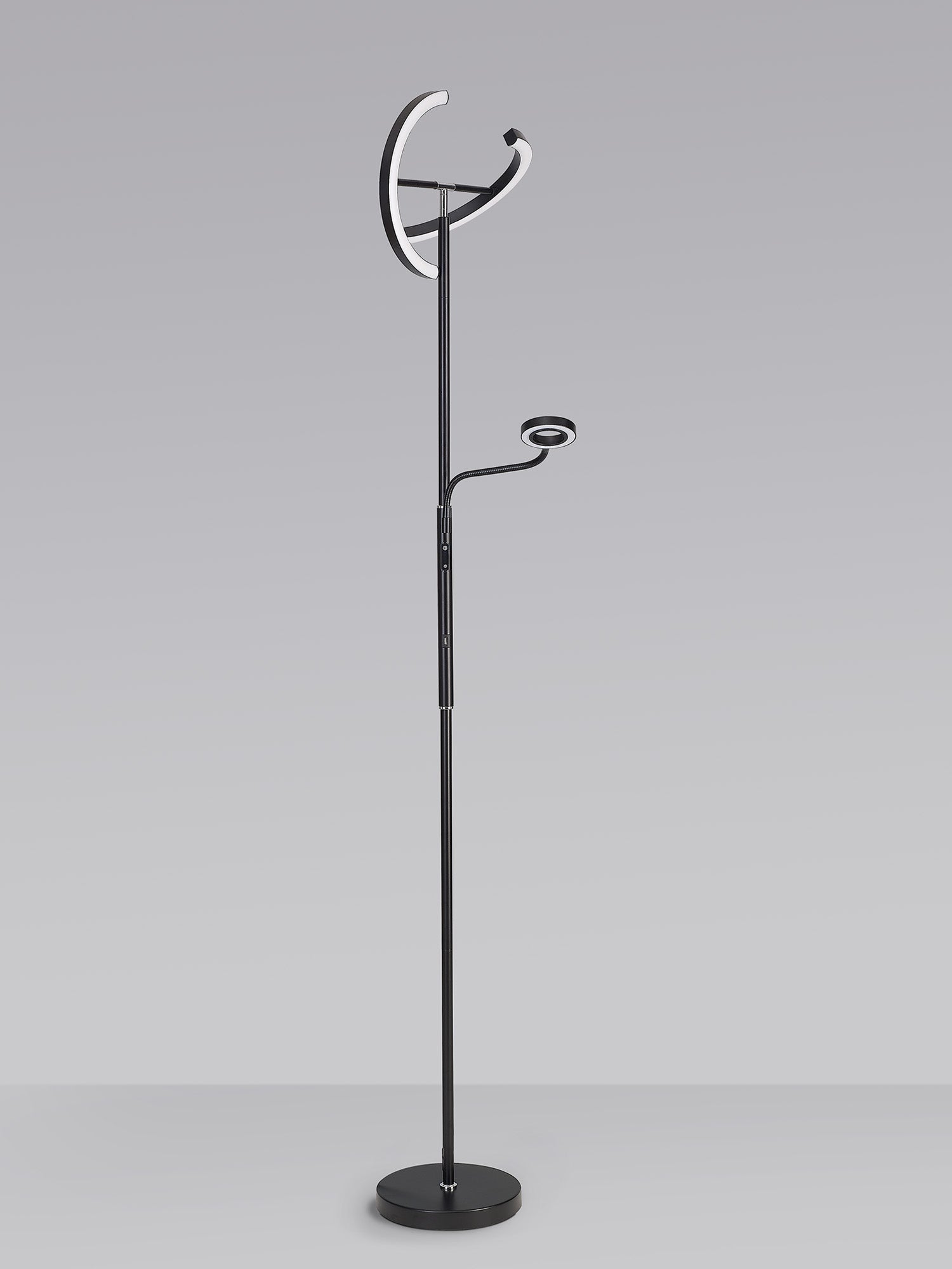 Luminosity Designs Ltd - Wave 2 Light Mother and Child Floor Lamp, 20+5W LED, 3000 - 6000K Touch Dimmable/Remote Control, 2300lm - Luminosity Designs Ltd