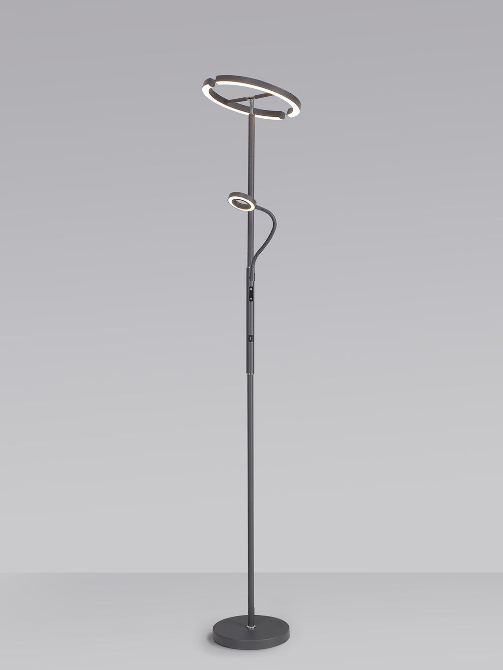 Luminosity Designs Ltd - Wave 2 Light Mother and Child Floor Lamp, 20+5W LED, 3000 - 6000K Touch Dimmable/Remote Control, 2300lm - Luminosity Designs Ltd