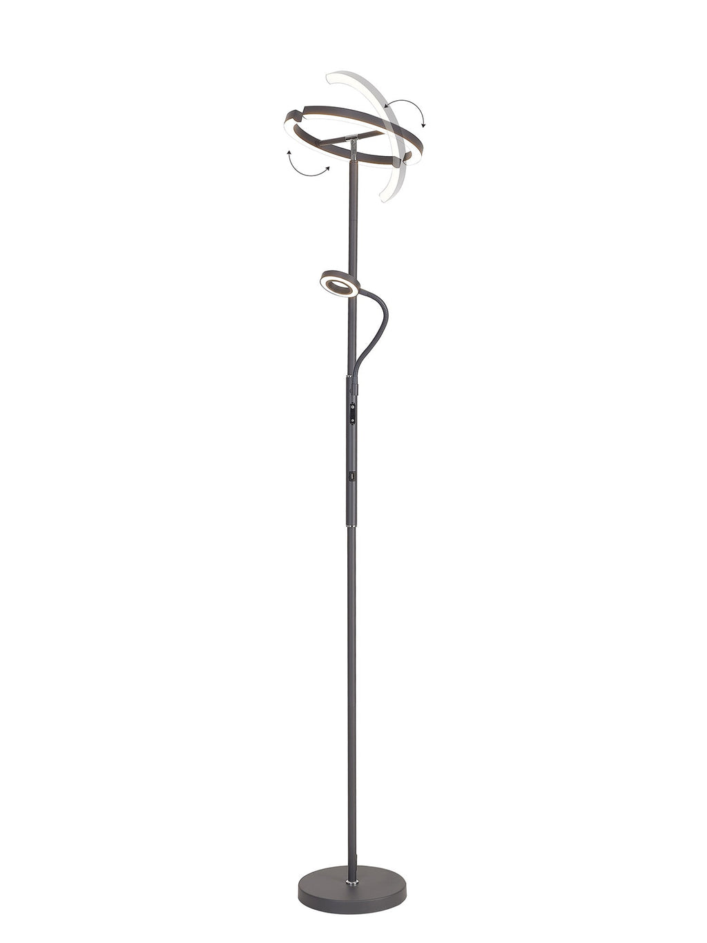 Luminosity Designs Ltd - Wave 2 Light Mother and Child Floor Lamp, 20+5W LED, 3000 - 6000K Touch Dimmable/Remote Control, 2300lm - Luminosity Designs Ltd
