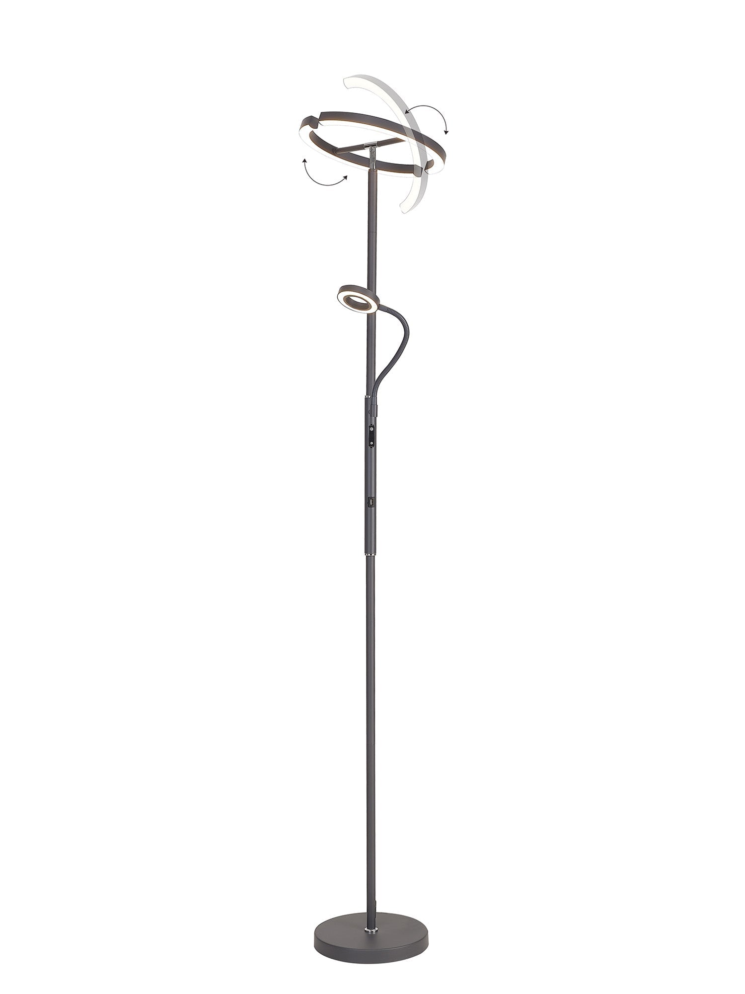 Luminosity Designs Ltd - Wave 2 Light Mother and Child Floor Lamp, 20+5W LED, 3000 - 6000K Touch Dimmable/Remote Control, 2300lm - Luminosity Designs Ltd