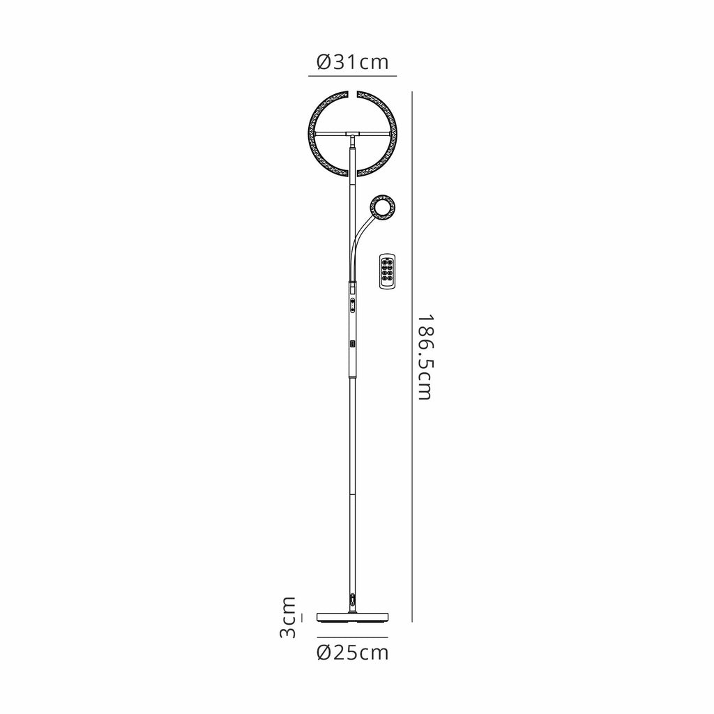 Luminosity Designs Ltd - Wave 2 Light Mother and Child Floor Lamp, 20+5W LED, 3000 - 6000K Touch Dimmable/Remote Control, 2300lm - Luminosity Designs Ltd