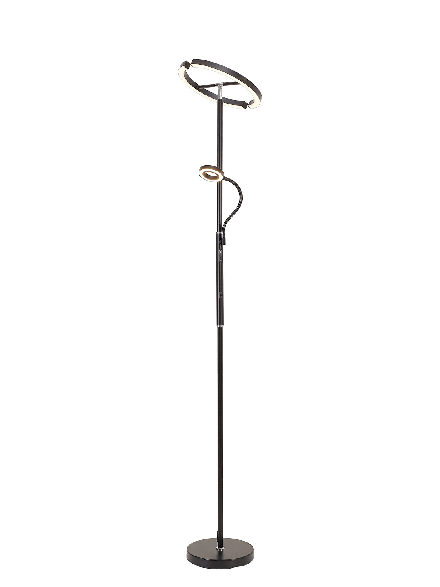 Luminosity Designs Ltd - Wave 2 Light Mother and Child Floor Lamp, 20+5W LED, 3000 - 6000K Touch Dimmable/Remote Control, 2300lm - Luminosity Designs Ltd