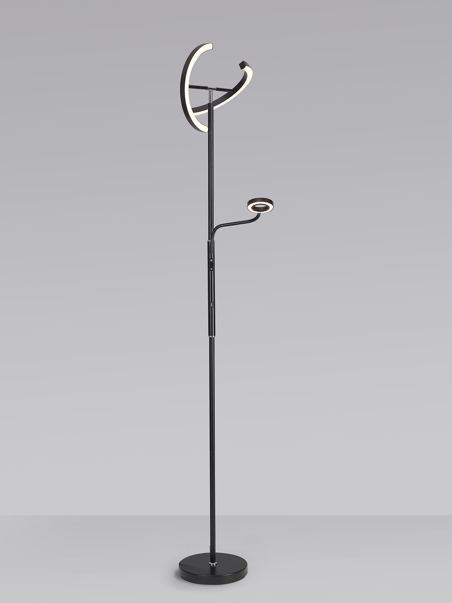 Luminosity Designs Ltd - Wave 2 Light Mother and Child Floor Lamp, 20+5W LED, 3000 - 6000K Touch Dimmable/Remote Control, 2300lm - Luminosity Designs Ltd