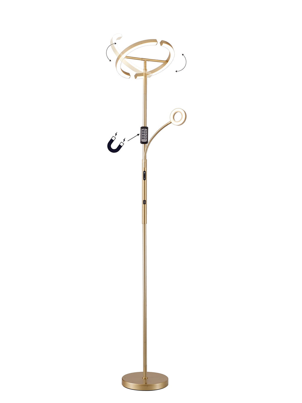 Luminosity Designs Ltd - Wave 2 Light Mother and Child Floor Lamp, 20+5W LED, 3000 - 6000K Touch Dimmable/Remote Control, 2300lm - Luminosity Designs Ltd