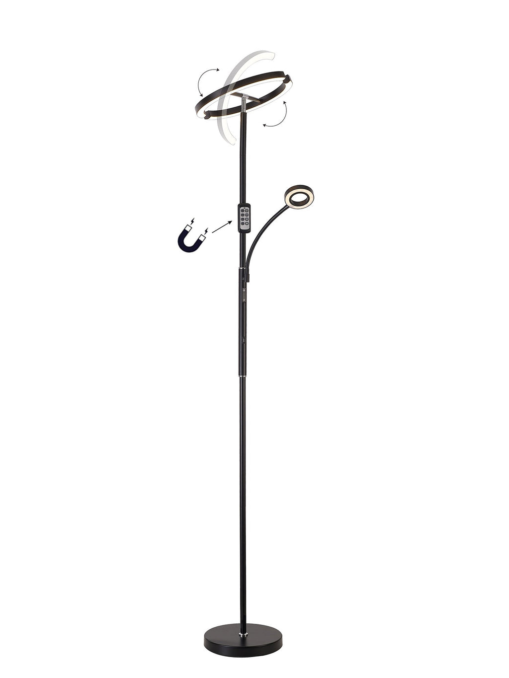 Luminosity Designs Ltd - Wave 2 Light Mother and Child Floor Lamp, 20+5W LED, 3000 - 6000K Touch Dimmable/Remote Control, 2300lm - Luminosity Designs Ltd