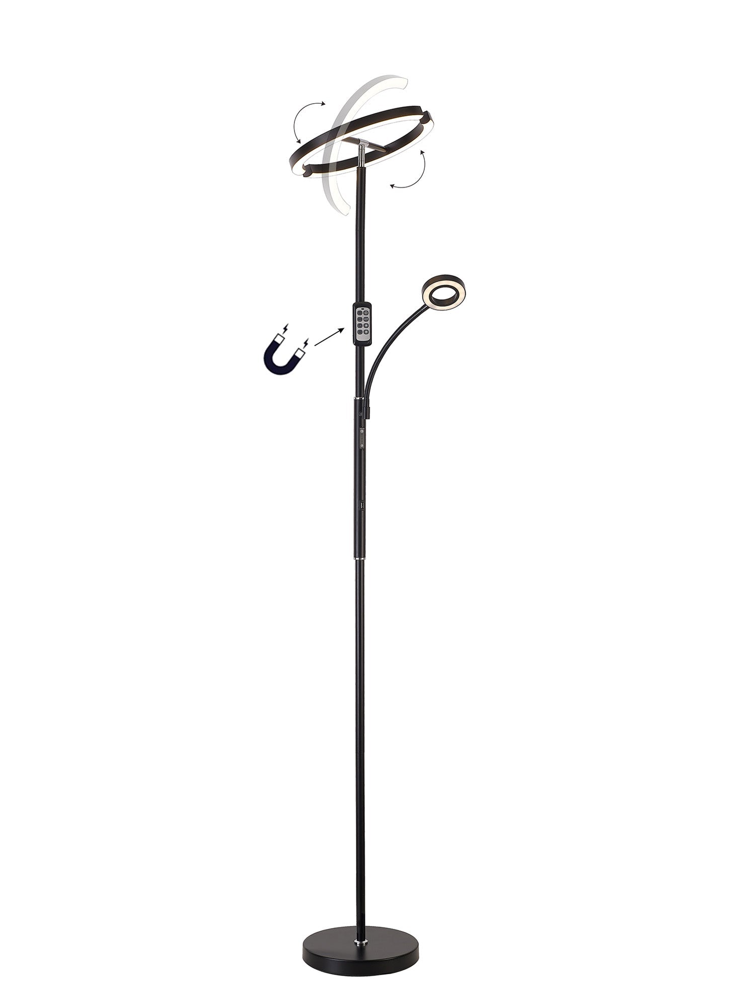 Luminosity Designs Ltd - Wave 2 Light Mother and Child Floor Lamp, 20+5W LED, 3000 - 6000K Touch Dimmable/Remote Control, 2300lm - Luminosity Designs Ltd