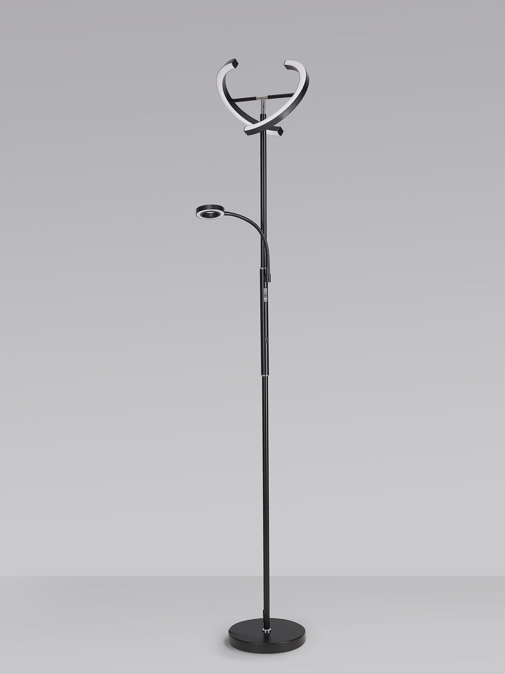 Luminosity Designs Ltd - Wave 2 Light Mother and Child Floor Lamp, 20+5W LED, 3000 - 6000K Touch Dimmable/Remote Control, 2300lm - Luminosity Designs Ltd