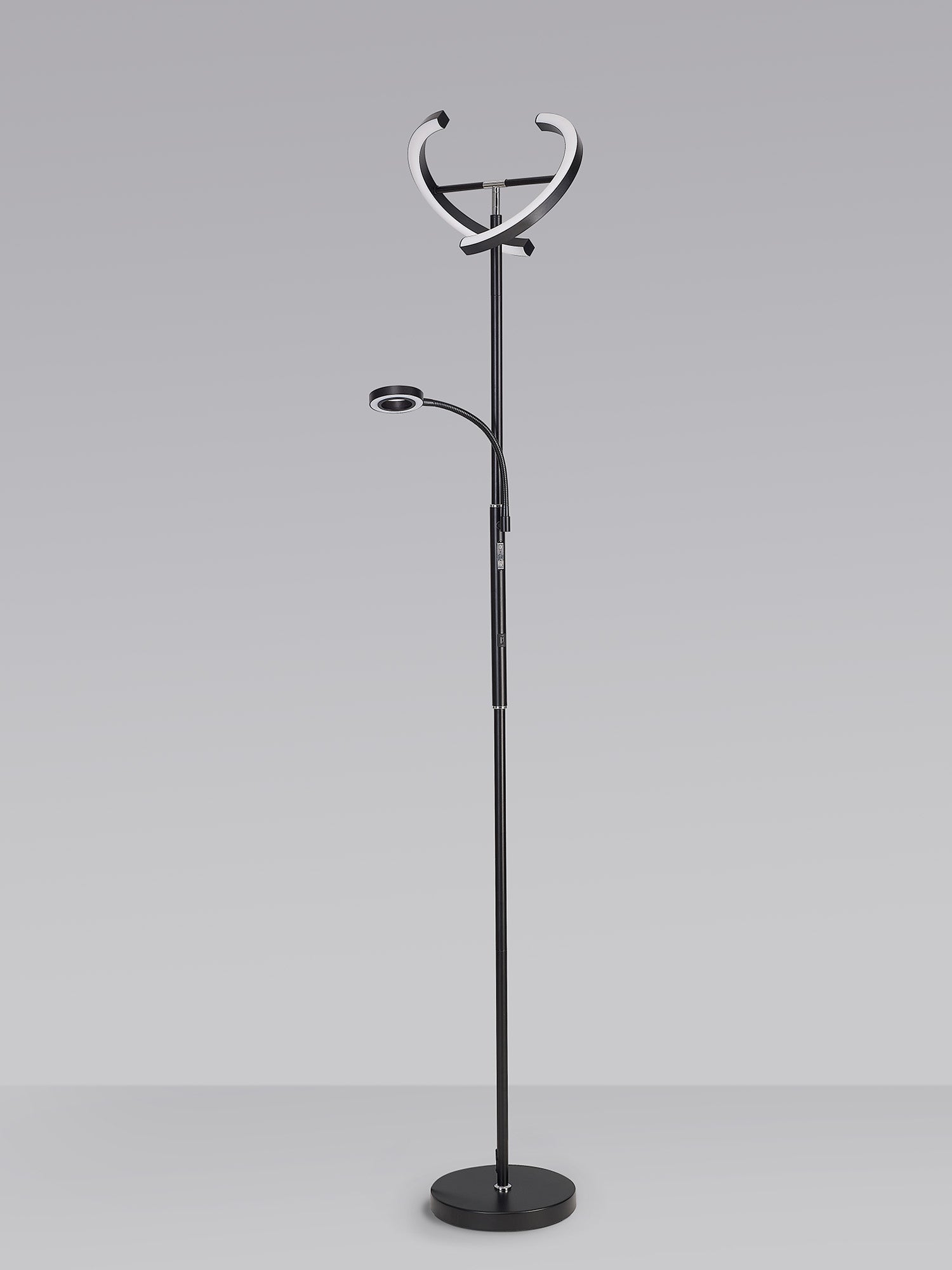 Luminosity Designs Ltd - Wave 2 Light Mother and Child Floor Lamp, 20+5W LED, 3000 - 6000K Touch Dimmable/Remote Control, 2300lm - Luminosity Designs Ltd