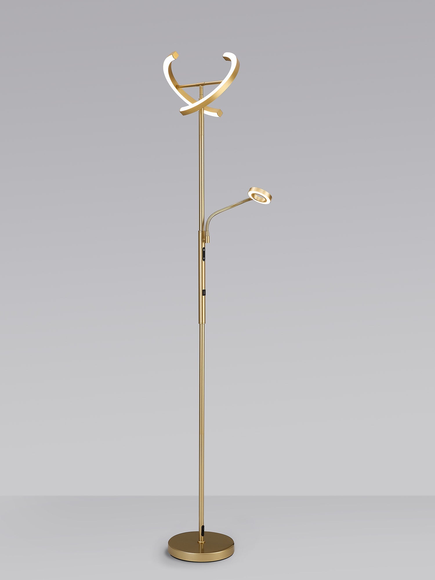 Luminosity Designs Ltd - Wave 2 Light Mother and Child Floor Lamp, 20+5W LED, 3000 - 6000K Touch Dimmable/Remote Control, 2300lm - Luminosity Designs Ltd