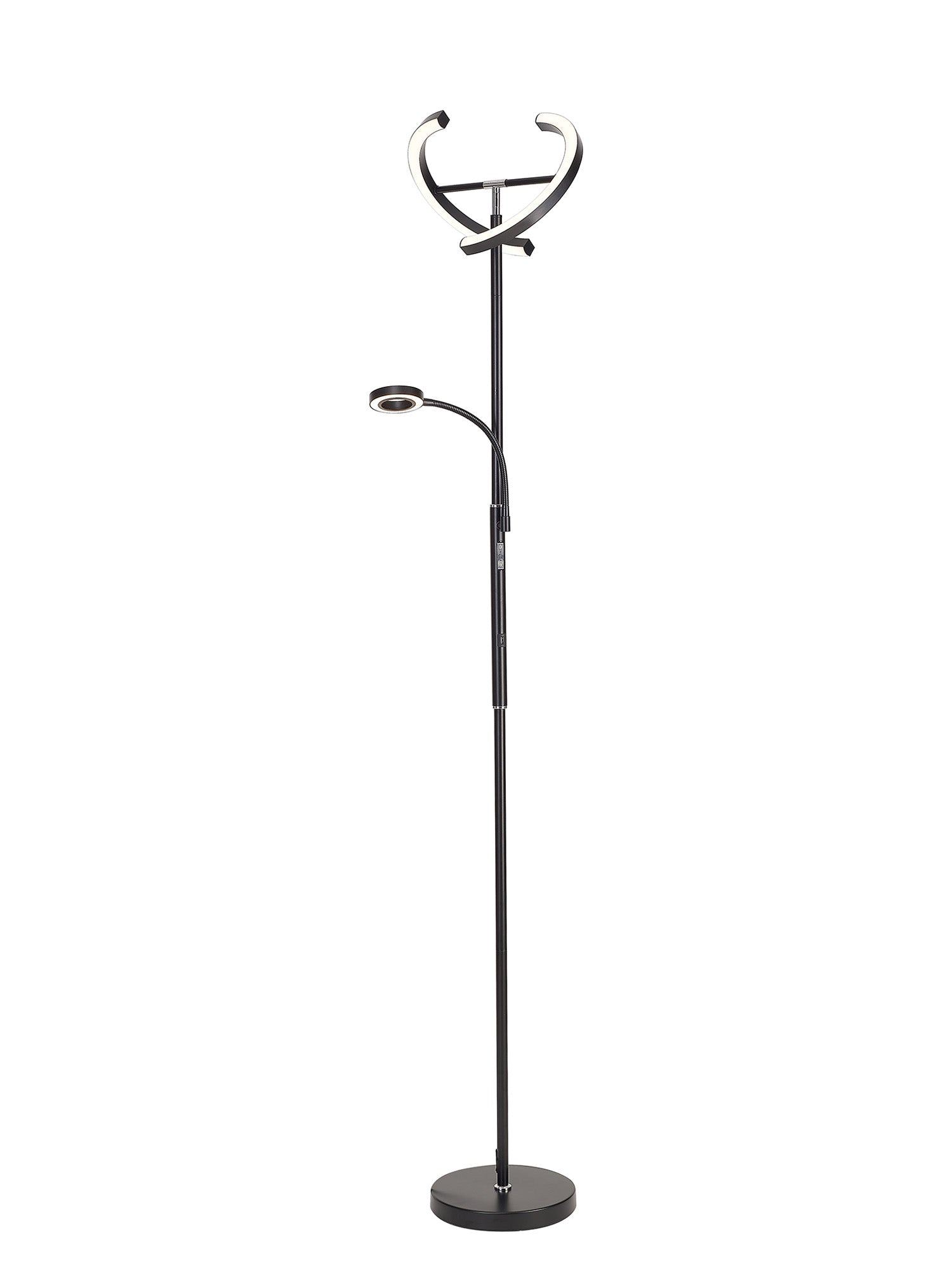 Luminosity Designs Ltd - Wave 2 Light Mother and Child Floor Lamp, 20+5W LED, 3000 - 6000K Touch Dimmable/Remote Control, 2300lm - Luminosity Designs Ltd