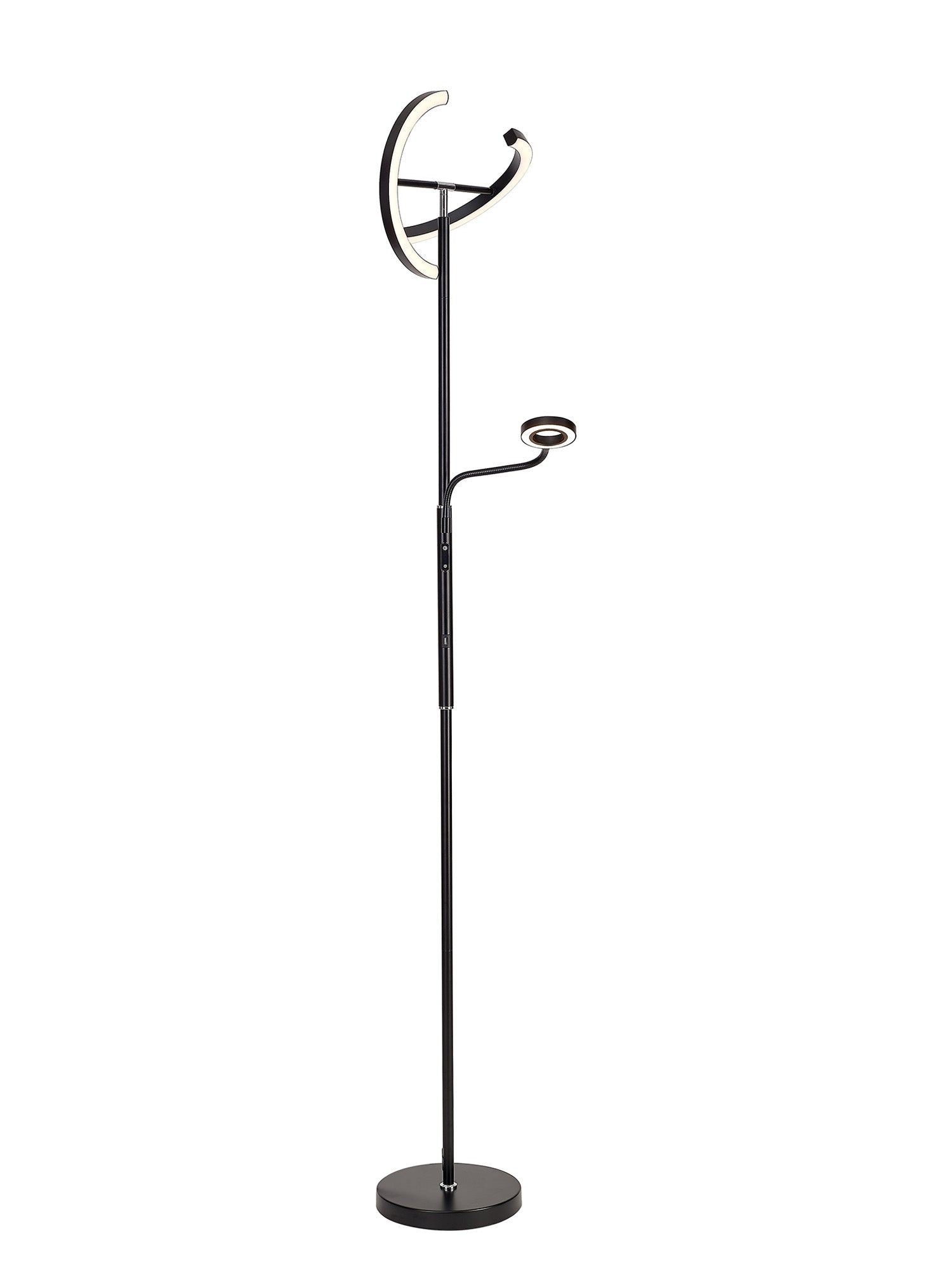 Luminosity Designs Ltd - Wave 2 Light Mother and Child Floor Lamp, 20+5W LED, 3000 - 6000K Touch Dimmable/Remote Control, 2300lm - Luminosity Designs Ltd
