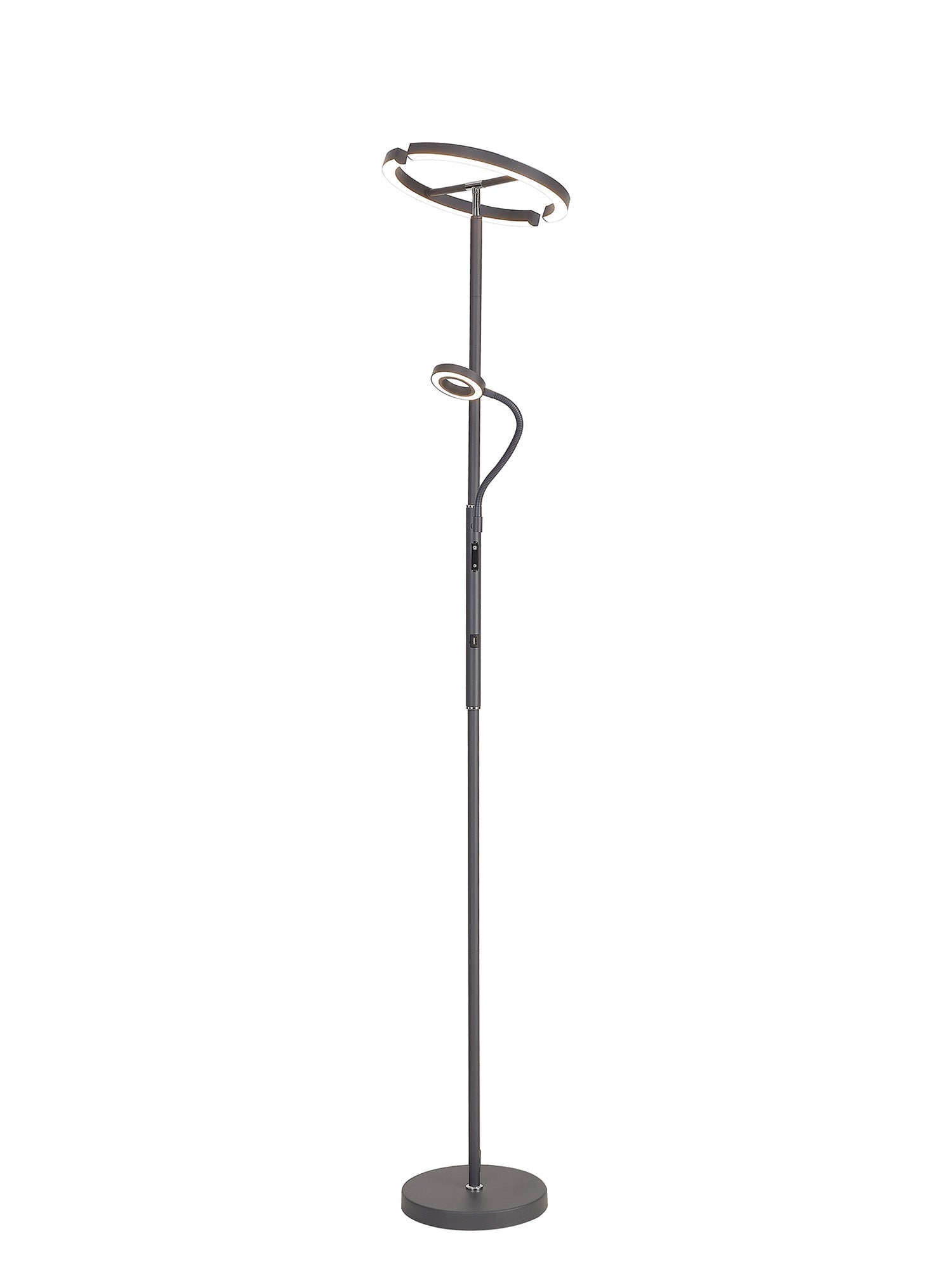 Luminosity Designs Ltd - Wave 2 Light Mother and Child Floor Lamp, 20+5W LED, 3000 - 6000K Touch Dimmable/Remote Control, 2300lm - Luminosity Designs Ltd