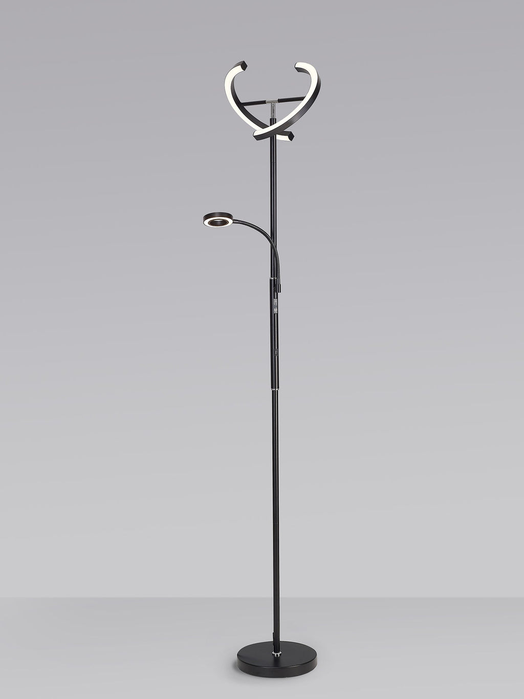 Luminosity Designs Ltd - Wave 2 Light Mother and Child Floor Lamp, 20+5W LED, 3000 - 6000K Touch Dimmable/Remote Control, 2300lm - Luminosity Designs Ltd