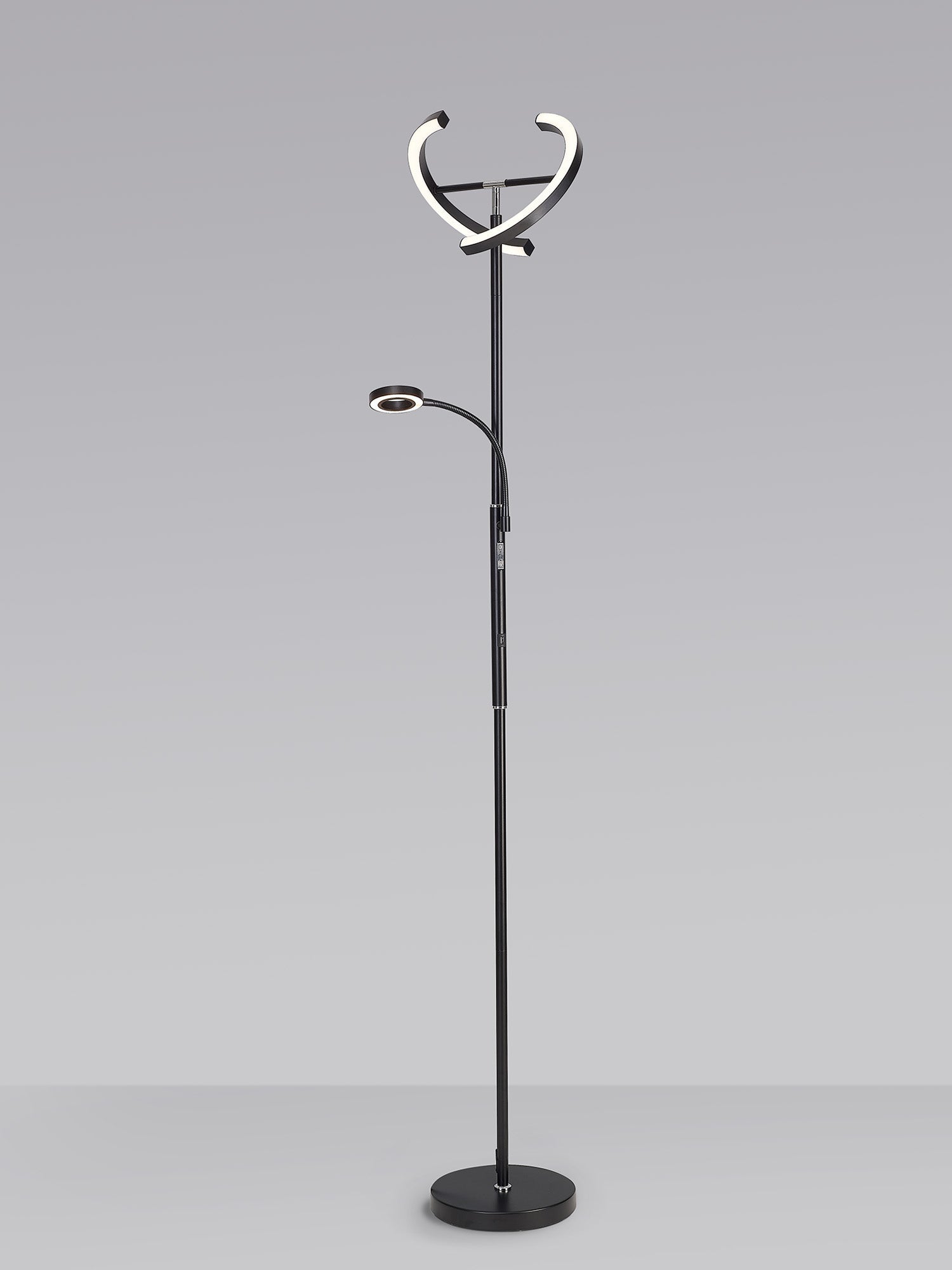 Luminosity Designs Ltd - Wave 2 Light Mother and Child Floor Lamp, 20+5W LED, 3000 - 6000K Touch Dimmable/Remote Control, 2300lm - Luminosity Designs Ltd