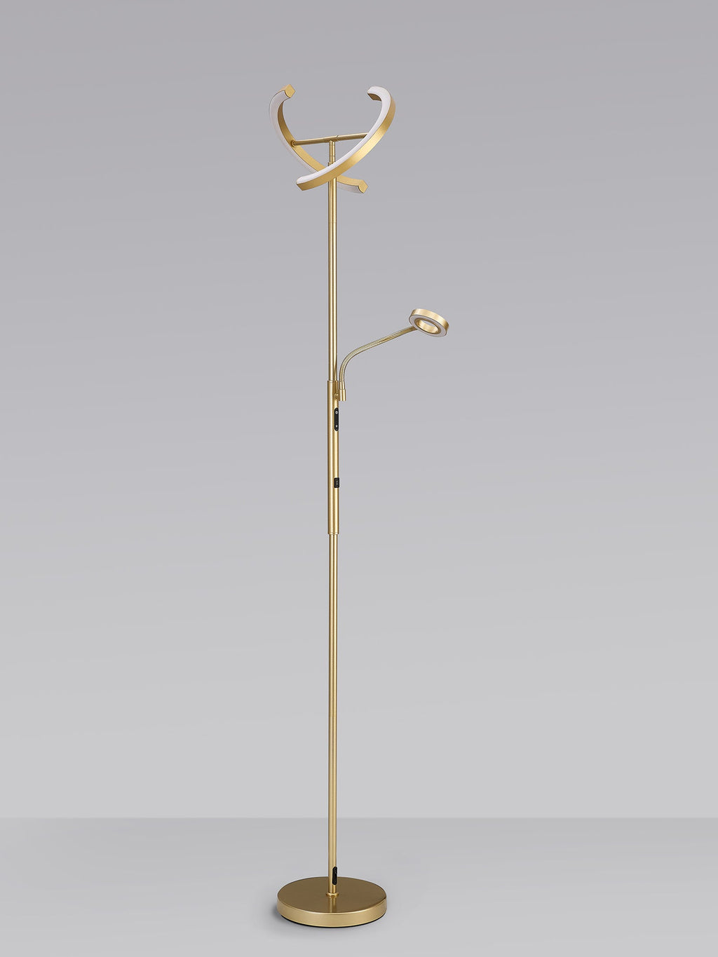 Luminosity Designs Ltd - Wave 2 Light Mother and Child Floor Lamp, 20+5W LED, 3000 - 6000K Touch Dimmable/Remote Control, 2300lm - Luminosity Designs Ltd