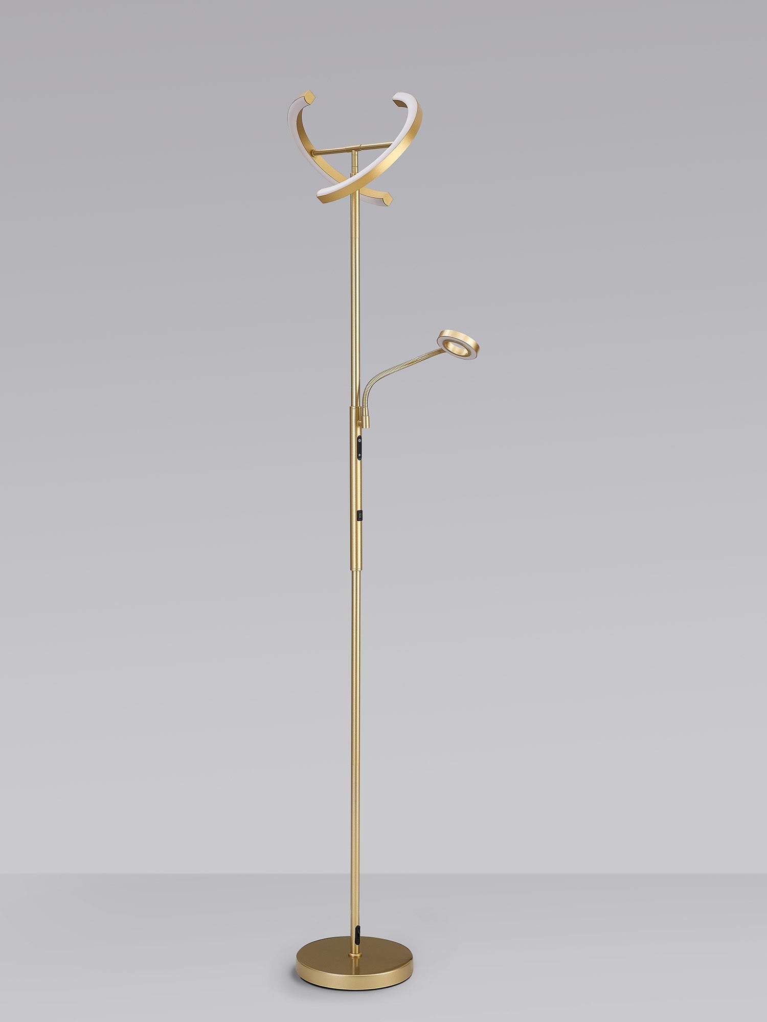Luminosity Designs Ltd - Wave 2 Light Mother and Child Floor Lamp, 20+5W LED, 3000 - 6000K Touch Dimmable/Remote Control, 2300lm - Luminosity Designs Ltd