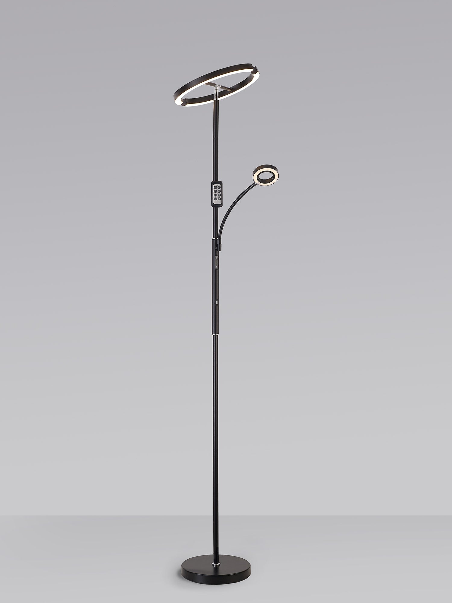 Luminosity Designs Ltd - Wave 2 Light Mother and Child Floor Lamp, 20+5W LED, 3000 - 6000K Touch Dimmable/Remote Control, 2300lm - Luminosity Designs Ltd