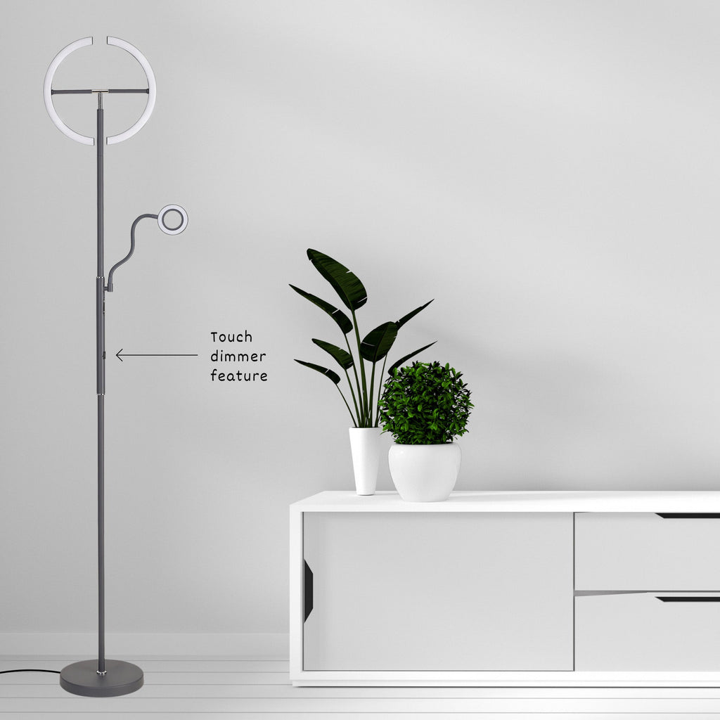 Luminosity Designs Ltd - Wave 2 Light Mother and Child Floor Lamp, 20+5W LED, 3000 - 6000K Touch Dimmable/Remote Control, 2300lm - Luminosity Designs Ltd