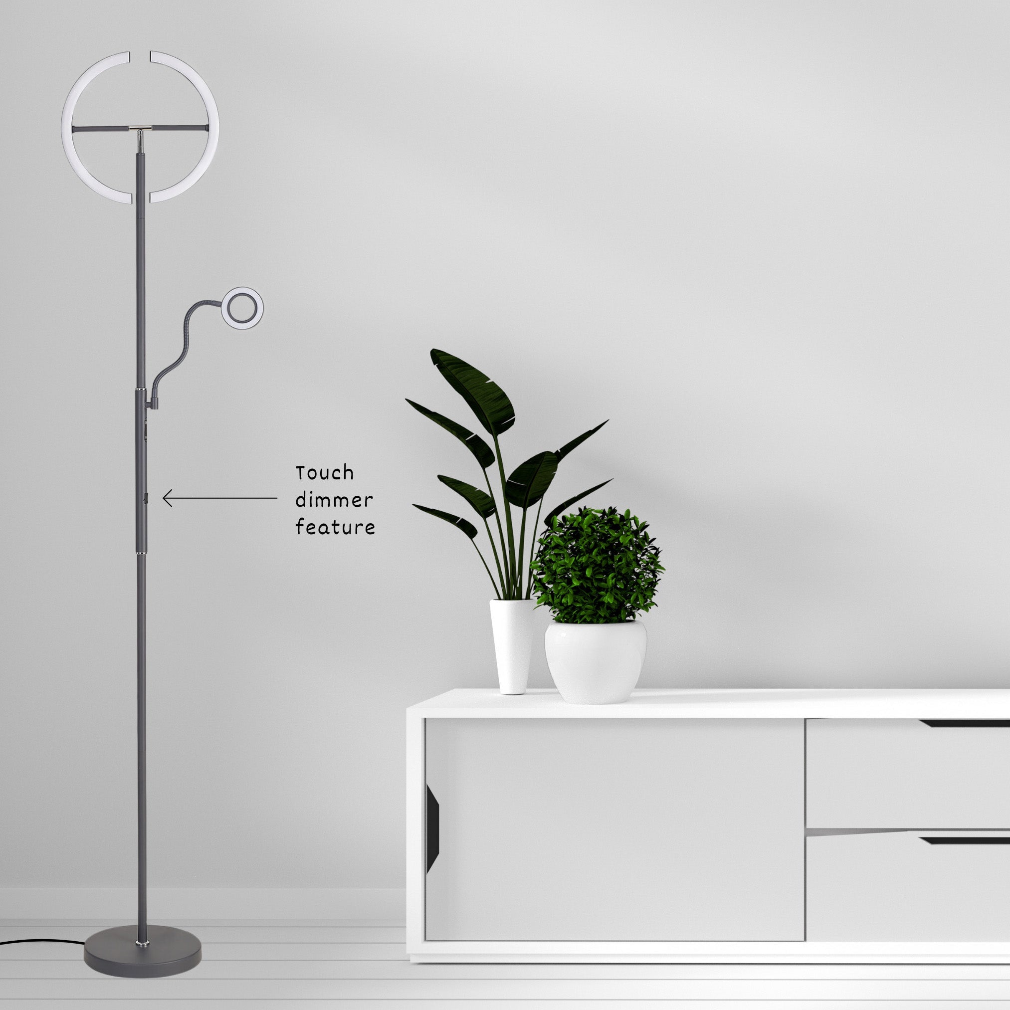 Luminosity Designs Ltd - Wave 2 Light Mother and Child Floor Lamp, 20+5W LED, 3000 - 6000K Touch Dimmable/Remote Control, 2300lm - Luminosity Designs Ltd