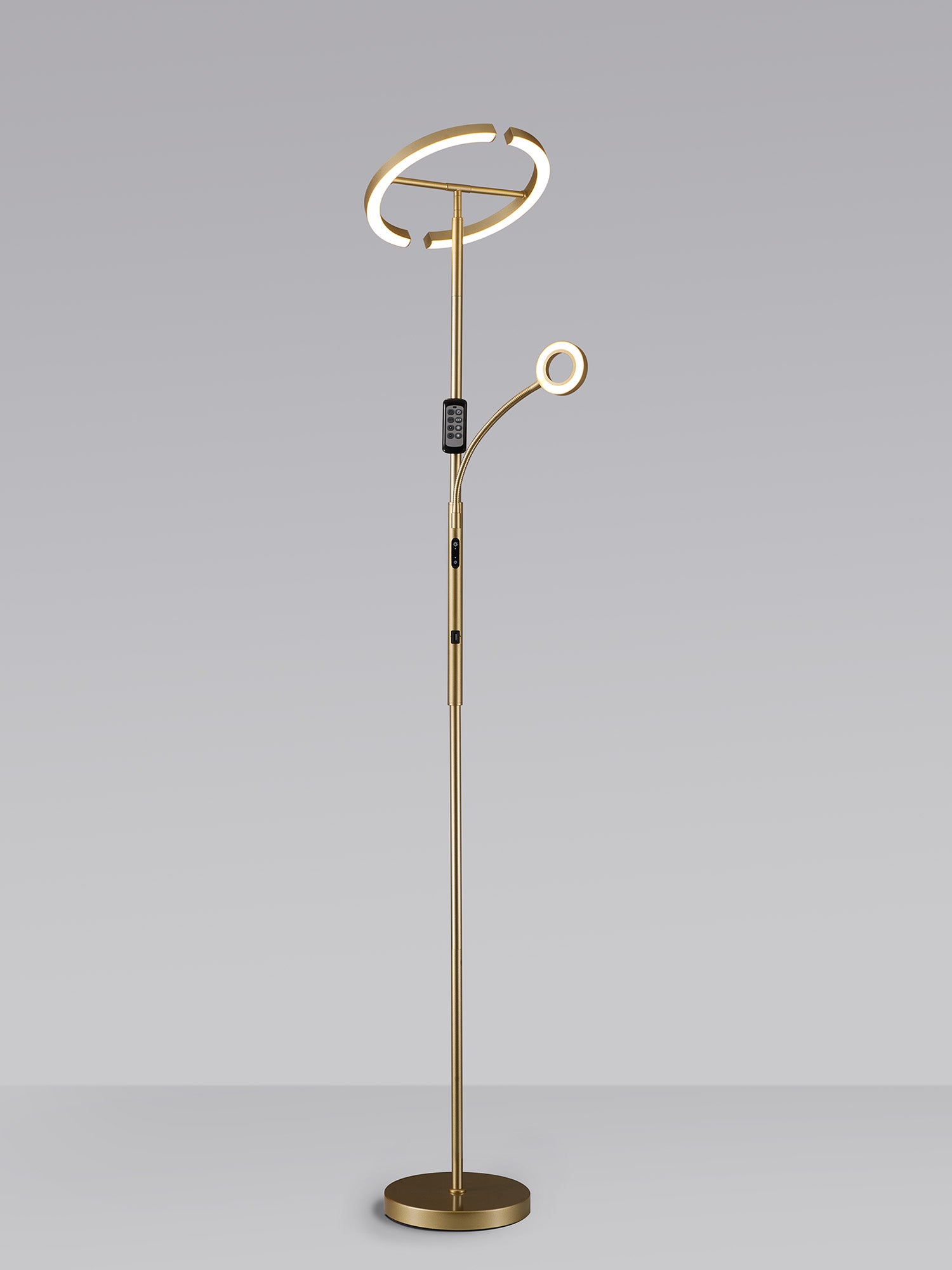 Wave 2 Light Mother and Child Floor Lamp, 20+5W LED, 3000-6000K Touch Dimmable/Remote Control, 2300lm