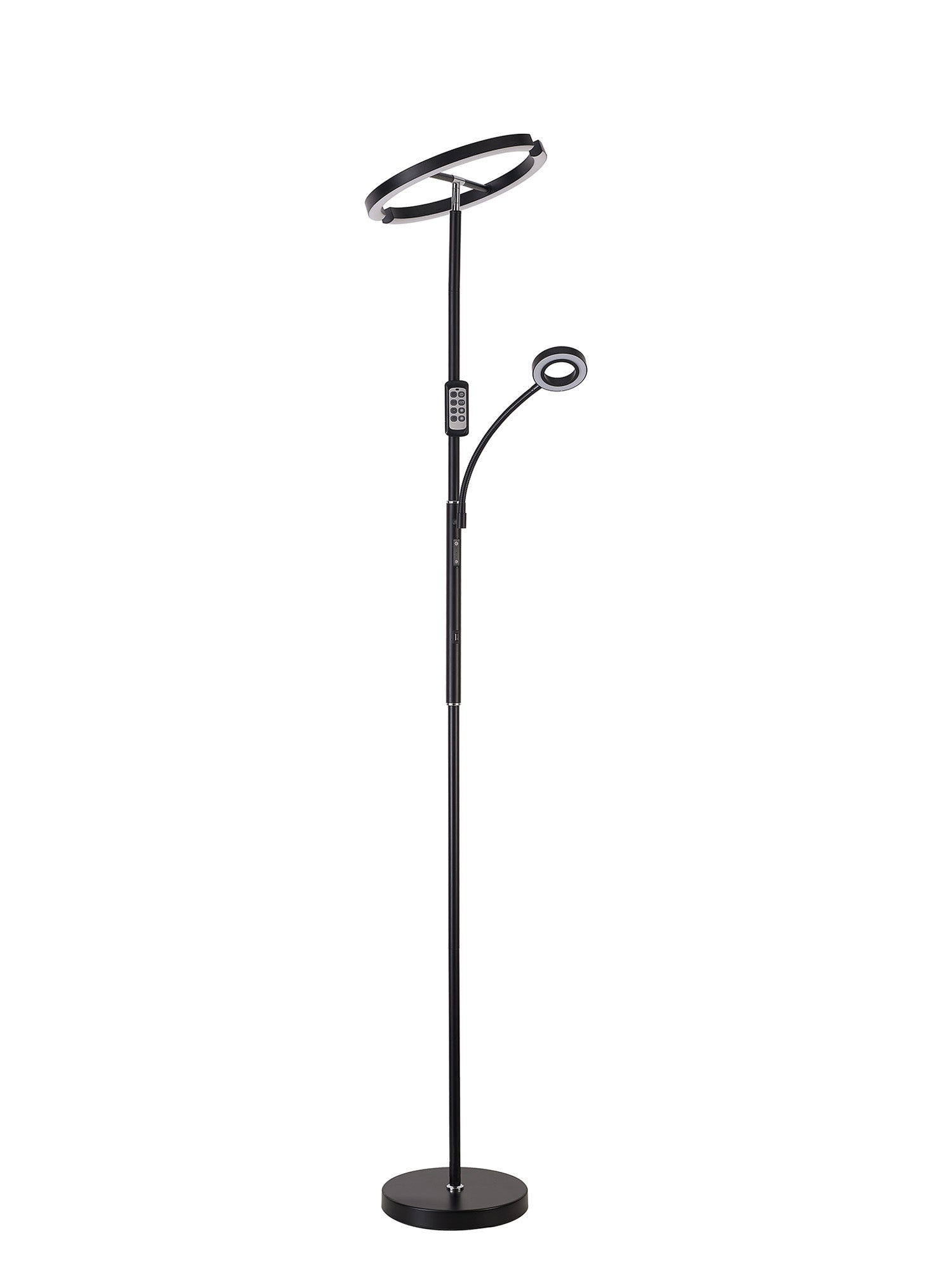 Wave 2 Light Mother and Child Floor Lamp, 20+5W LED, 3000-6000K Touch Dimmable/Remote Control, 2300lm