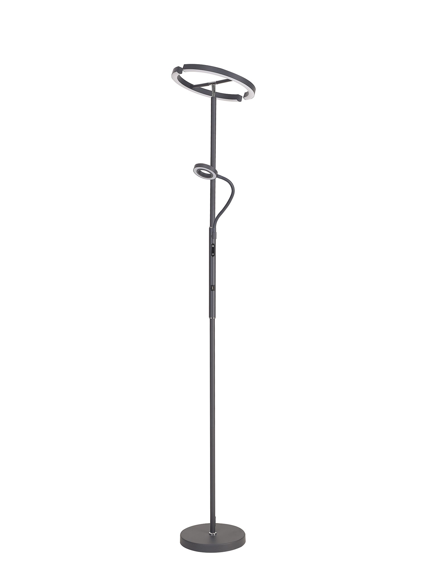 Wave 2 Light Mother and Child Floor Lamp, 20+5W LED, 3000-6000K Touch Dimmable/Remote Control, 2300lm