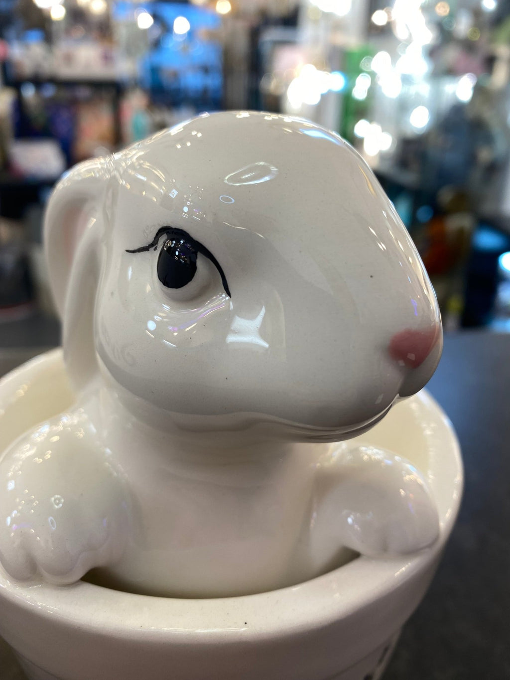 Luminosity Designs - White Glazed Bunny Rabbit in a pot - Luminosity Designs Ltd