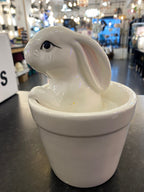 Luminosity Designs - White Glazed Bunny Rabbit in a pot - Luminosity Designs Ltd