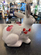 Luminosity Designs - White Glazed Bunny Rabbit with painted flowers - Luminosity Designs Ltd