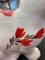 Luminosity Designs - White Glazed Bunny Rabbit with painted flowers - Luminosity Designs Ltd