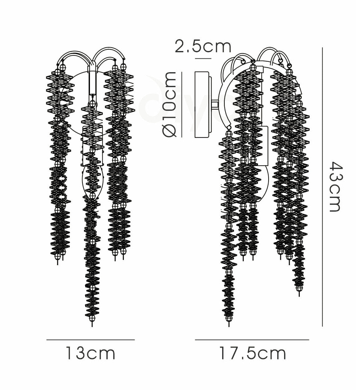 Diyas - Wisteria Cascading Wall Light - Luminosity Designs Ltd