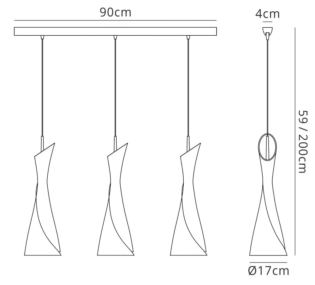 Mantra - Zack Satin Nickel Linear Pendant, 3 Light E27 with Opal Glass (Mantra M0771) - Luminosity Designs Ltd