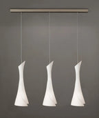 Mantra - Zack Satin Nickel Linear Pendant, 3 Light E27 with Opal Glass (Mantra M0771) - Luminosity Designs Ltd
