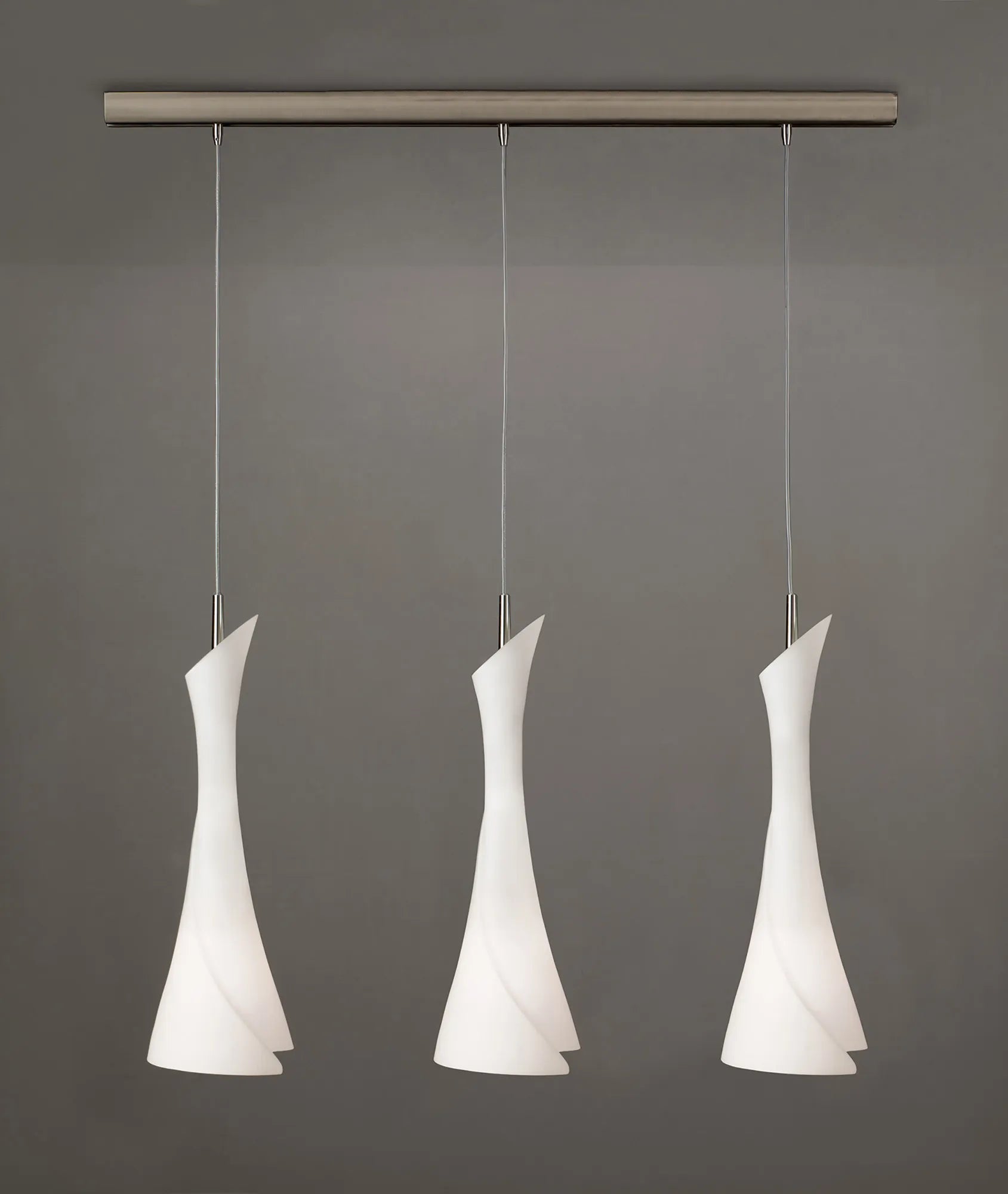 Mantra - Zack Satin Nickel Linear Pendant, 3 Light E27 with Opal Glass (Mantra M0771) - Luminosity Designs Ltd