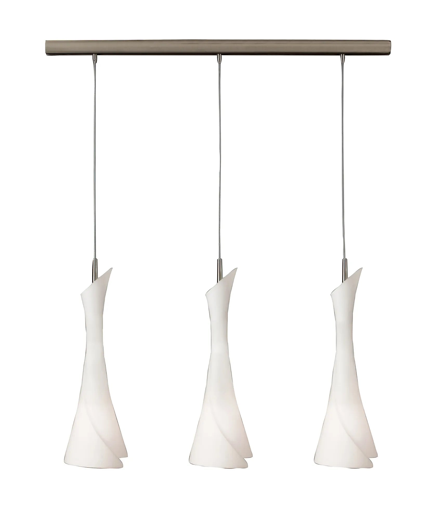 Mantra - Zack Satin Nickel Linear Pendant, 3 Light E27 with Opal Glass (Mantra M0771) - Luminosity Designs Ltd