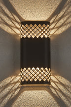 Luminosity Designs Ltd - Zane Wall Lamp With 125 x 260mm Mesh Diamond Pattern Shade, 2 x 6.5W LED, 3000K, 900lm, IP65 - Luminosity Designs Ltd