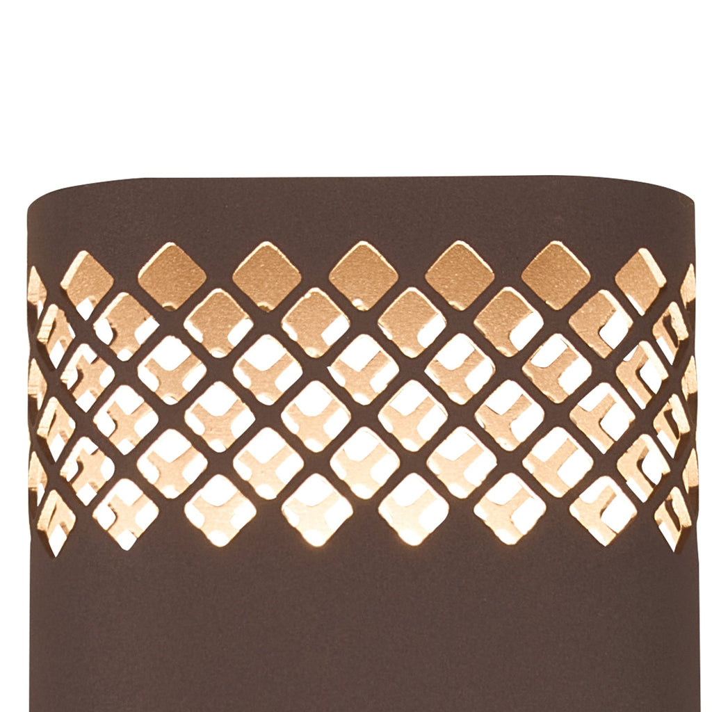 Luminosity Designs Ltd - Zane Wall Lamp With 125 x 260mm Mesh Diamond Pattern Shade, 2 x 6.5W LED, 3000K, 900lm, IP65 - Luminosity Designs Ltd