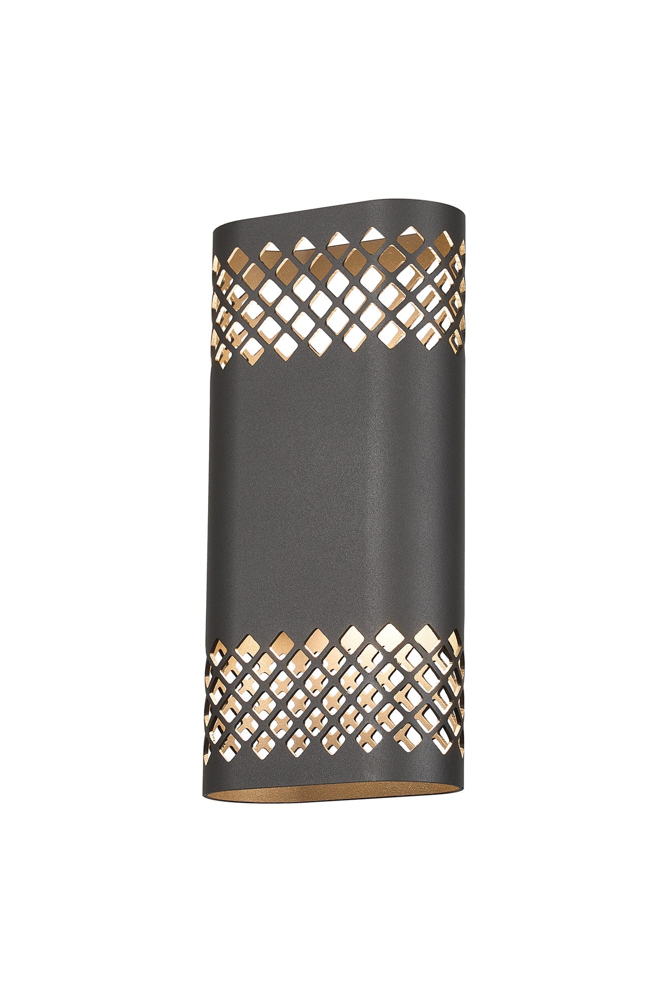 Luminosity Designs Ltd - Zane Wall Lamp With 125 x 260mm Mesh Diamond Pattern Shade, 2 x 6.5W LED, 3000K, 900lm, IP65 - Luminosity Designs Ltd